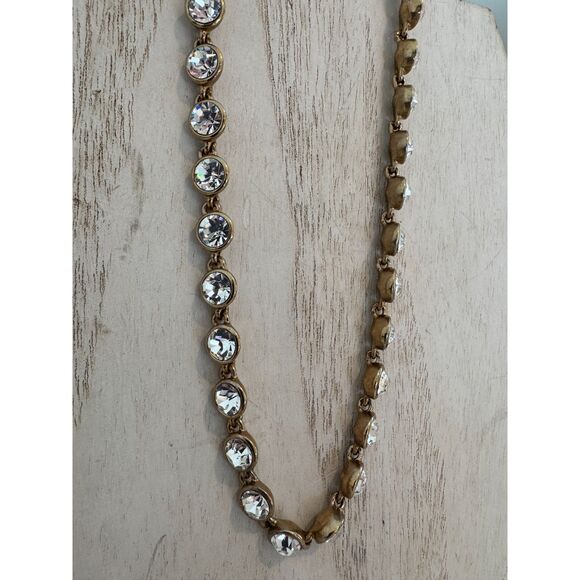 Givenchy Vintage Linked Faceted Round Crystal Gold Plated Necklace - Picture 3 of 6